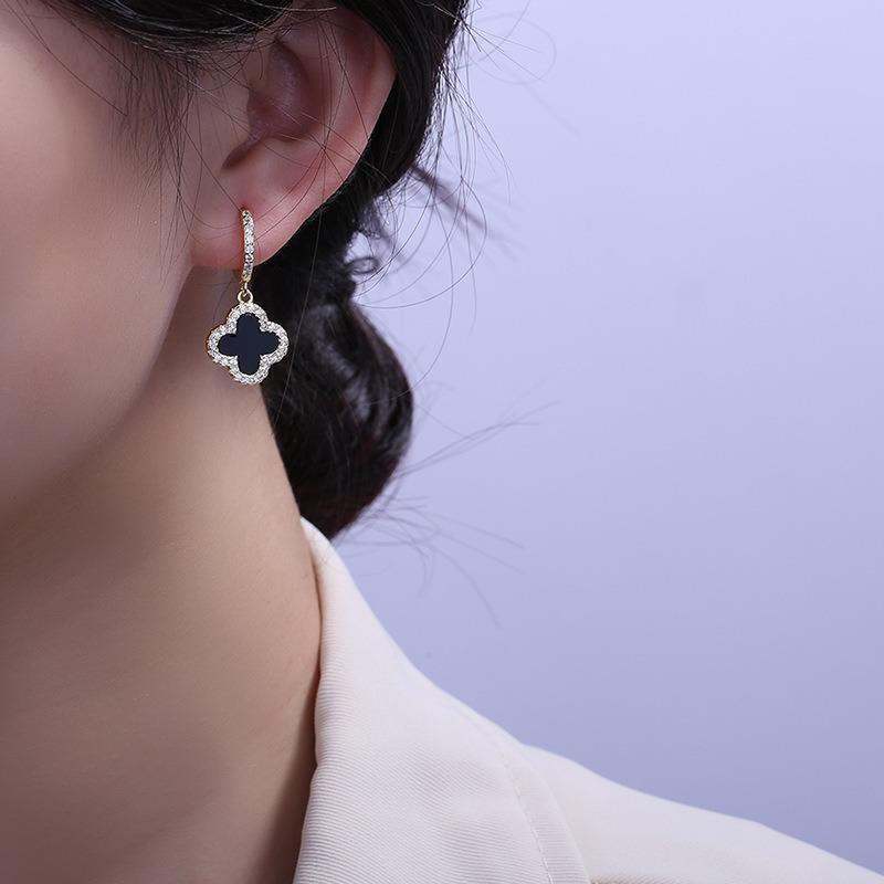 Wucifang Jewelry Kleeblatt-Ohrringe, Zirkonia, Diamant, Damen - Bild 2