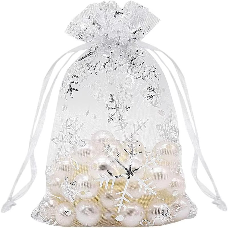 20 Stück Aclovex Organza Kordelzugbeutel in Weiß für Schmuckverpackungen und Geschenke, B/H: 7 x 9 cm, 9 x 12 cm und 10 x 15 cm - Bild 1
