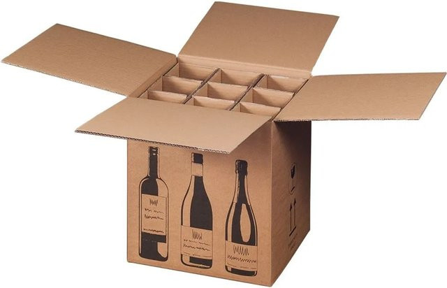 PROREGAL Versandkarton für 9 Weinflaschen mit Einlage, Braun, B/T/H: 31,6 x 30,5 x 36,8 cm - Bild 1