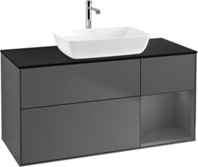 V&B Waschtischunterschrank Finion mit Wandbeleuchtung, Anthrazit lackiert, Breite: 120 cm, Tiefe: 50,1 cm, Höhe: 50,1 cm - Bild 1