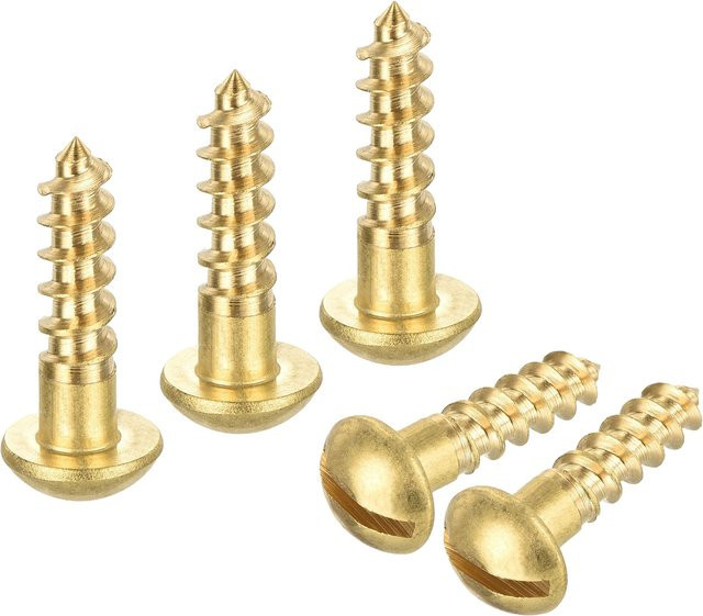 UXCELL Messing Rundkopfschrauben selbstschneidend mit Schlitz für Holzarbeiten in Gold - Bild 1