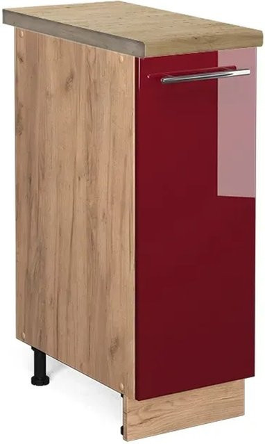 Vicco Apothekerschrank Fame-Line Bordeaux Hochglanz in Rot und Goldkraft Eiche, B/T/H: 30 x 60 x 82 cm - Bild 1