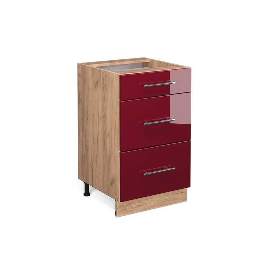 Vicco Küchenunterschrank Fame-Line Bordeaux Hochglanz in Rot und Goldkraft Eiche, Breite: 50 cm - Bild 2