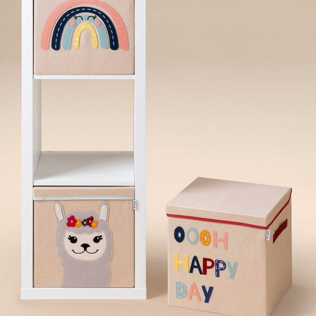 Lifeney Aufbewahrungsbox Happy Day mit Deckel und Griffen, B/T/H: 33 x 33 x 33 cm - Bild 1