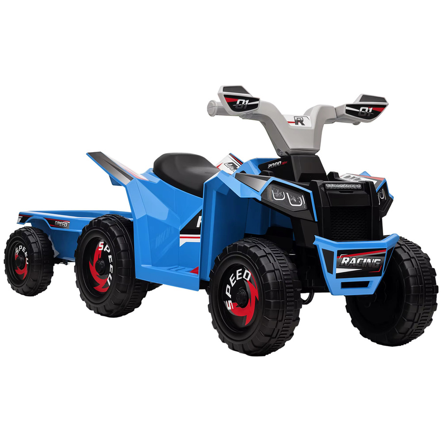 HOMCOM Kinder Elektro-Quad mit Anhänger aus Metall in Grün oder Blau, 6V Elektroauto für Kinder - Bild 2