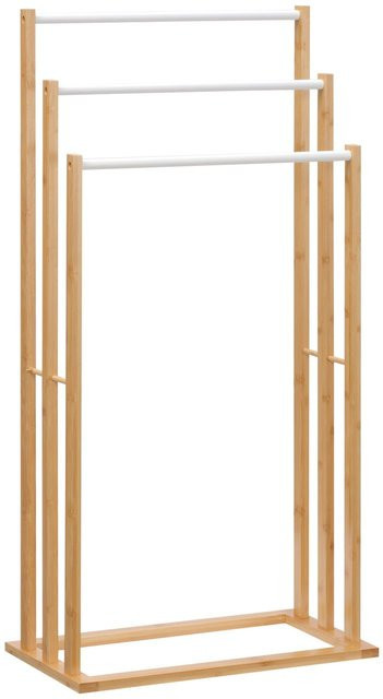 HOMCOM Freistehender Handtuchhalter aus Bambus mit 3 Stangen, Braun, B/H/L: 25,8 x 48 x 94 cm - Bild 1