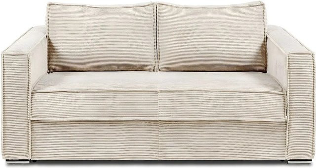 Vente-unique Schlafsofa Loreto in Beige mit Cord-Bezug und Armlehnen, Breite: 195 cm, Tiefe: 90 cm, Höhe: 95 cm - Bild 1