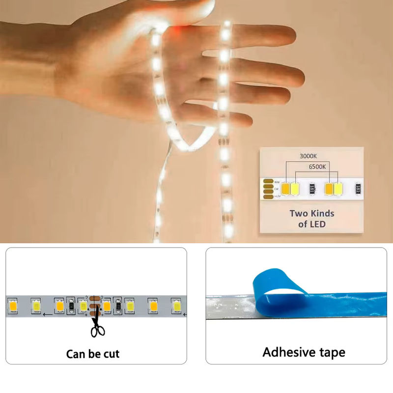 Teopek Zweifarbiges LED-Streifenlicht CCT dimmbar, 5 m Länge, Multicolour und Weiss - Bild 4