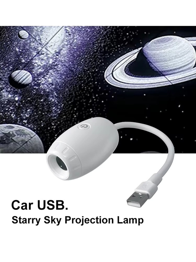 Donirt USB Auto-Ambiente-Projektor LED Sternenhimmel-Licht für Auto-Innenraum mit Saturn-Galaxie-Effekt in Schwarz und Weiß - Bild 6