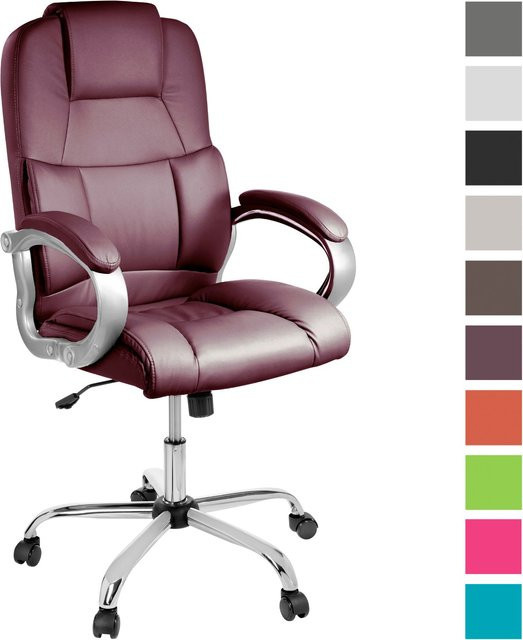 TPFLiving Premium XXL-Bürostuhl DENVER Executive Chair aus Kunstleder in Bordeauxrot, belastbar bis 210 kg - Bild 1