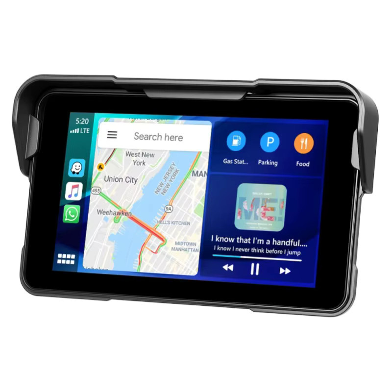Podofo Tragbarer 5-Zoll Motorrad MP5 Multimedia-Player mit kabellosem CarPlay, Android Auto und Bluetooth in Schwarz - Bild 5