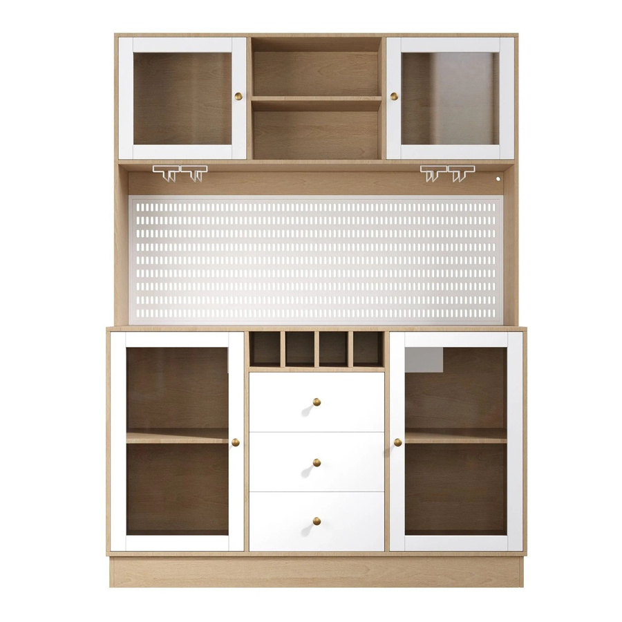 Merax Hochschrank in Weiß mit Smart LED, Weinregal und Glastüren für deine Küche, H x B x T: 185,7 x 40 x 40 cm - Bild 2