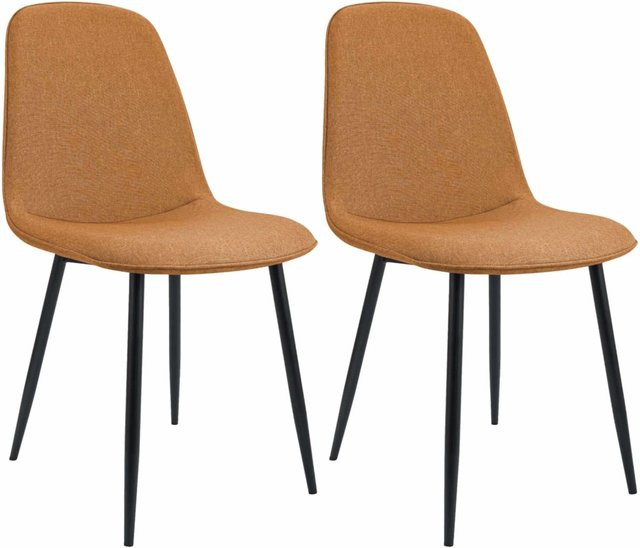 DELUKE 2er Set Esszimmerstühle RAZON in Orange mit Stoffbezug, B/T/H: 45 x 54 x 88 cm - Bild 1