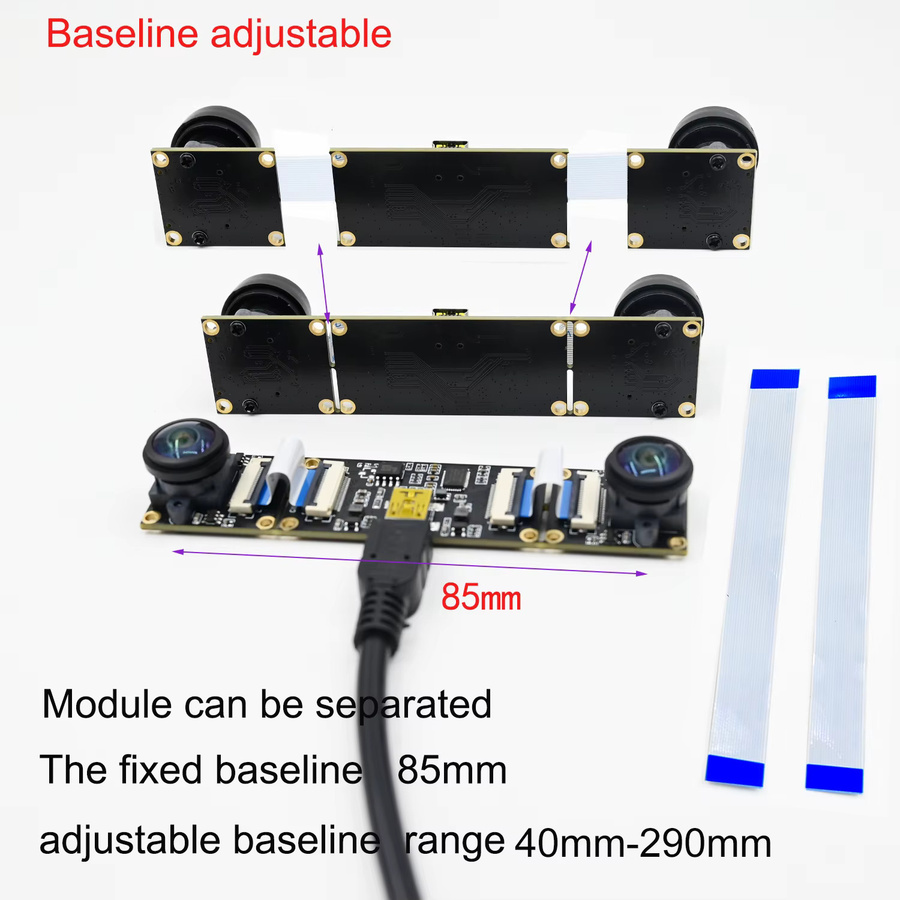 GXIVISION 720P USB-Kameramodul mit Dual-Objektiv für 3D Stereo VR Deep Ranging, HD, Schwarz - Bild 2