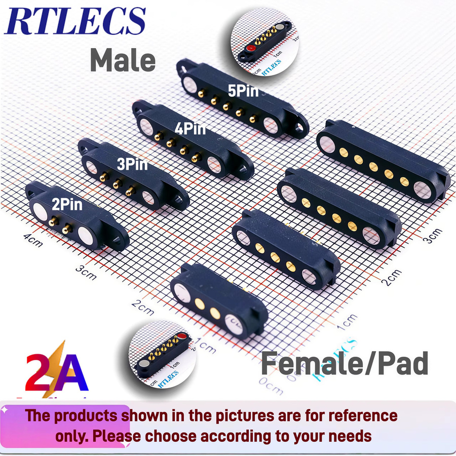 RTLECS Magnetische Pogo Pin Stecker Set mit 2,54 mm Rastermaß, USB-C kompatibel, Schwarz - Bild 3