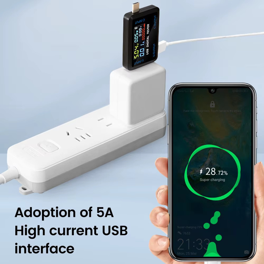 Aideepen USB Spannungsmesser und Batterietester zur Messung von Strom, Spannung und Kapazität in Schwarz - Bild 3
