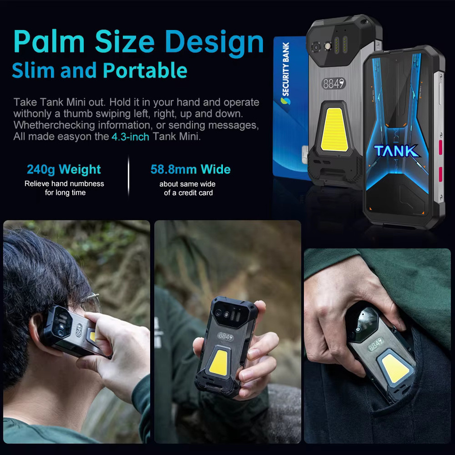Unihertz Tank Mini Robustes Smartphone Schwarz mit 4,3 Zoll Display, Android 13, Helio G99, 256 GB Speicher, 100MP Kamera, 5800mAh Akku und NFC - Bild 3
