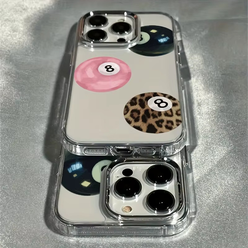 Personalisierte iPhone Schutzhülle mit Nr. 8 Billardkugel Design, transparent mit galvanisiertem Rahmen, stoßdämpfend, passend für iPhone 17, 16 Pro Max, 15, 14 Plus, 13, 12 und 11 - Bild 2