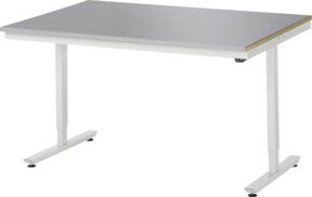 Rau Arbeitstisch Adlatus elektrisch höhenverstellbar mit Edelstahlbelag, silber/lichtgrau, B/T/H: 150 x 100 x 72-112 cm - Bild 1