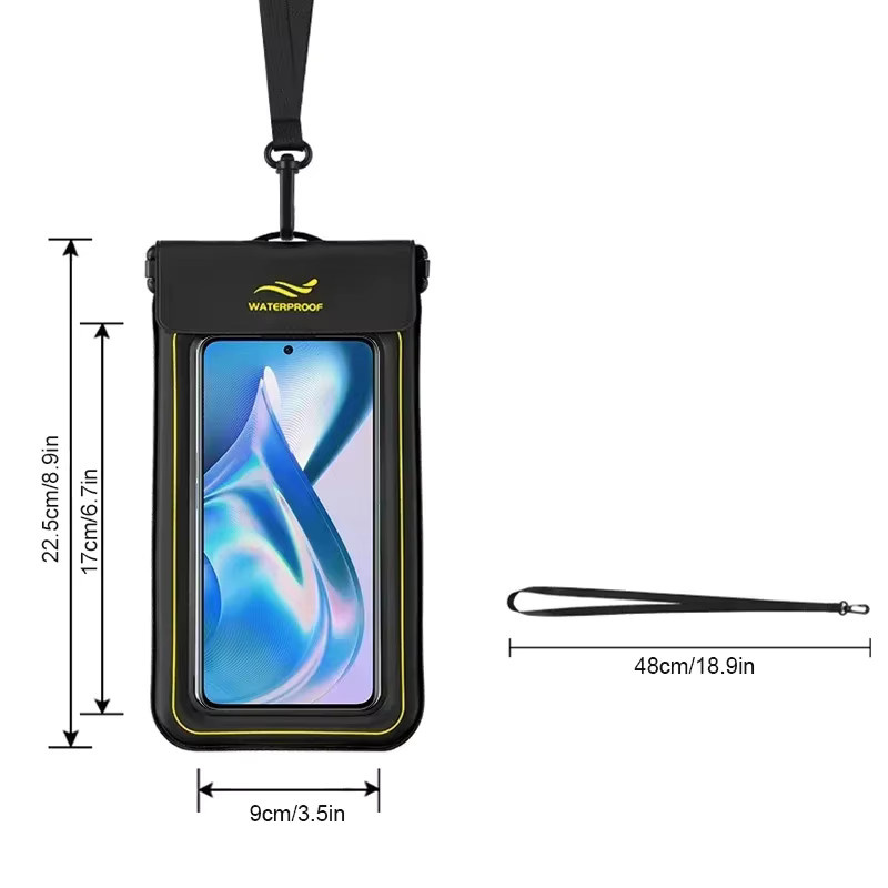 HAISSKY Wasserdichte Armband Handy Tasche für iPhone 17 16 15 14 13 Pro Max Plus in Schwarz mit Schwimmfunktion zum Schwimmen und Tauchen - Bild 5