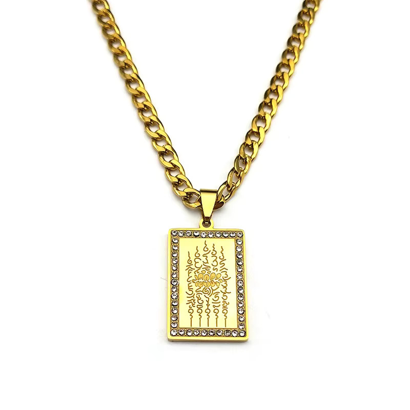 JYTF Anhänger Halskette, Edelstahl, Gold, Lotus, Unisex - Bild 3