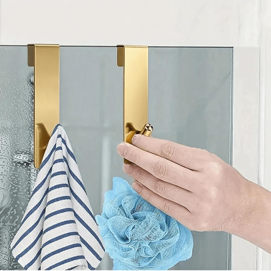 Goldener Duschkopfhalter aus Glas für die Duschtür, Rahmenloser Türhalter für dein Badezimmer in Goldgelb - Bild 3