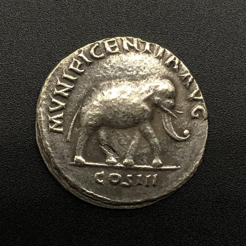 Hellobag Silbermünze Kopie des antiken römischen Kaisers Augustus mit Elefanten-Motiv aus Metall - Bild 2