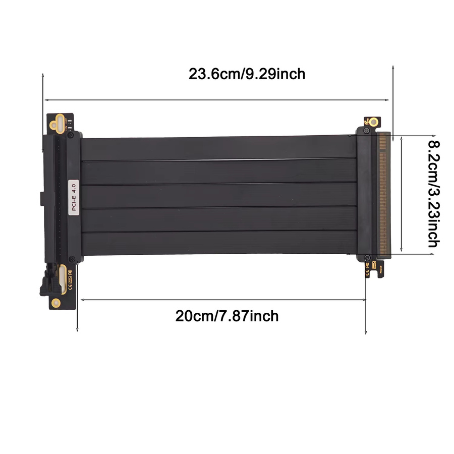 PCI-E 4.0 und 3.0 X16 Riser-Kabel 90 Grad Flexibles GPU Extension Kabel für Grafikkarte in Schwarz - Bild 2