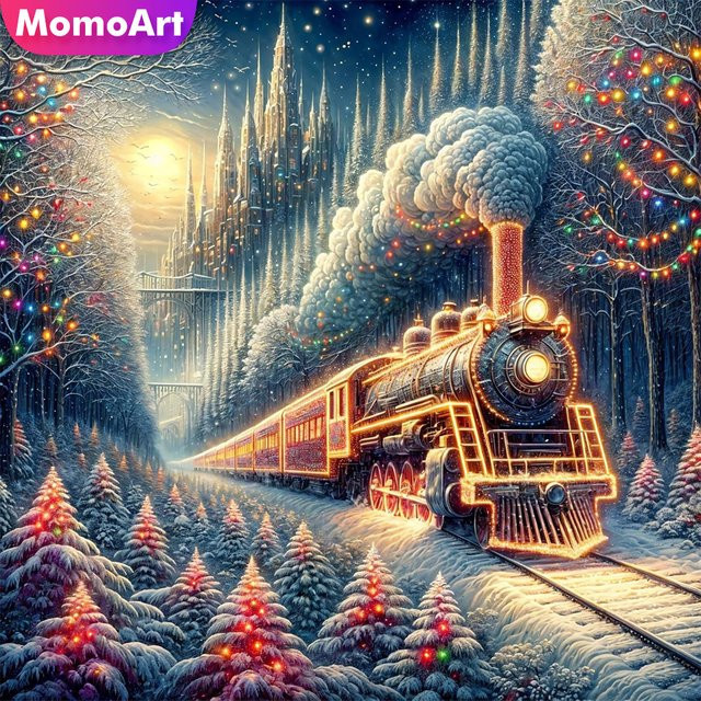 Momoart Diamantstickerei Winter Landschaft als DIY Strass Mosaik Set in Multicolour, B/H: 20 x 20 cm - Bild 1