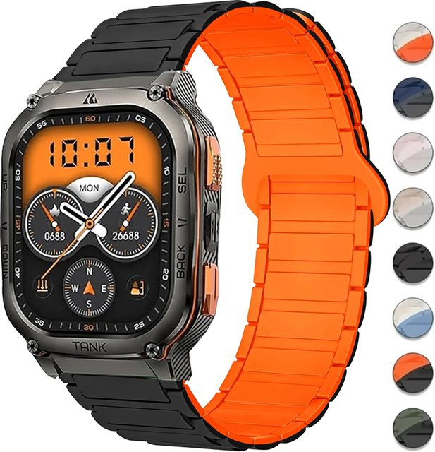 KOSPET Uhrenarmband Silikon, Magnetische Schleife, Schwarz, Unisex - Bild 1