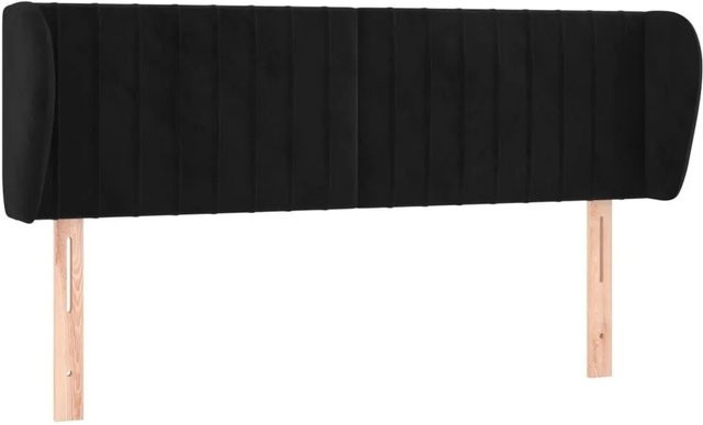 vidaXL Kopfteil mit Ohren in Schwarz aus Samt, B/T/H: 147 x 23 x 78/88 cm - Bild 1