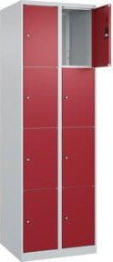 C+P Schließfachschrank Classic PLUS mit 2 Abteilen, Farbe Grau und Rubinrot, B/T/H: 60 x 50 x 185 cm - Bild 1