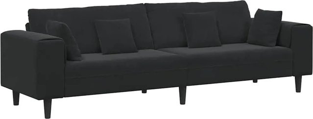 vidaXL Sofa aus Samt mit Kissen in Schwarz, B/T/H: 250 x 77 x 76 cm - Bild 1