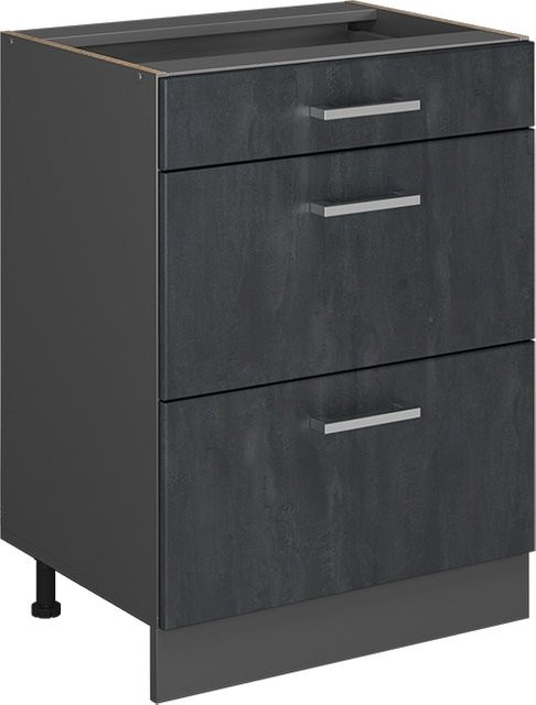 Vicco Schubladenunterschrank R-Line in Schwarz und Anthrazit mit Beton-Optik, Breite: 60 cm, Tiefe: 46 cm, Höhe: 81,6 cm - Bild 1