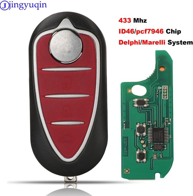Jingyuqin Remote Key Fob ASK Delphi/Marelli System BSI mit 2 HITAG 2 PCF7946 Chips für Alfa Romeo 147 159 Mito 2008 - Bild 1