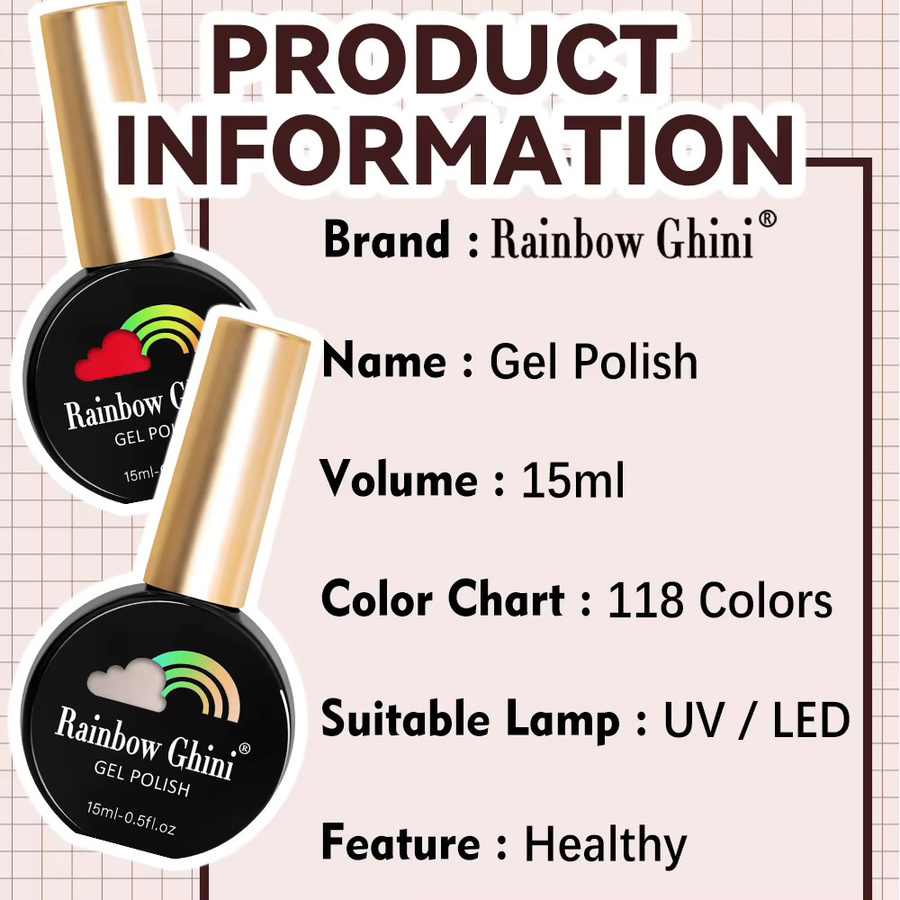 Rainbow Ghini UV-Gel-Nagellack, Schimmernd, 15 ml - Bild 2