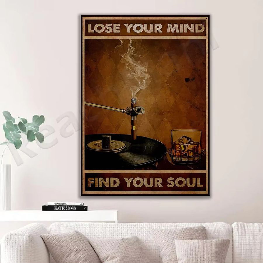 ReachMani Musik Poster Lost Your Mind Find Your Soul in Braun im Retro-Stil - Bild 3