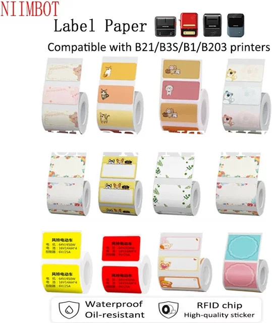 NiiMBot B21/B3S Thermodruckpapier für Etikettiermaschinen, Mehrfarbige Drei-Proof Aufkleber-Etiketten für vielseitige Anwendungen - Bild 1