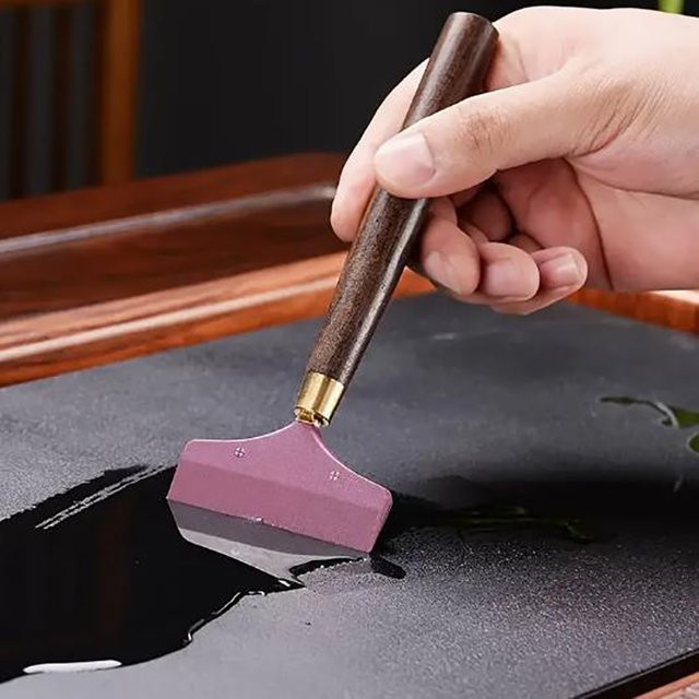 Flexibler Kleberstreuer mit flacher Spitze und Pinsel für handgefertigte Malerei und PU-Leder in Vintage-Stil - Bild 1