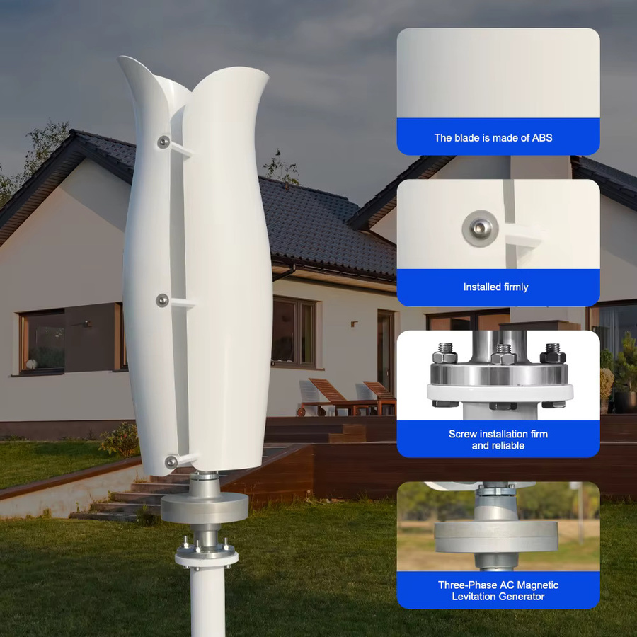 SMARAAD Vertikales Windturbinen-Kraftanlage-System mit MPPT-Laderegler und magnetischer Aufhängungstechnologie, Weiß - Bild 2