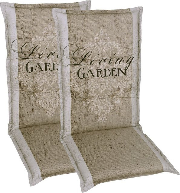 GO-DE TEXTIL Gartenauflage Living Garden 2er Set Mittellehner, Beige, gesteppt, rechteckig - Bild 1