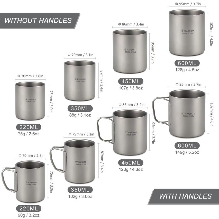 Tomshoo Titan Doppelwandige Tasse für Kaffee und Tee in Silber, 220ml/350ml/450ml/600ml - Bild 3