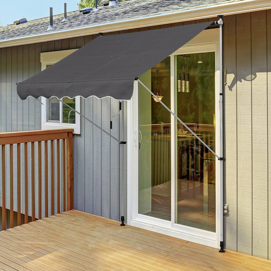 Outsunny Gelenkarmmarkise Klemmmarkise höhenverstellbar in Grau aus Aluminium für Balkon und Terrasse B/H: 200 x 150 cm - Bild 3