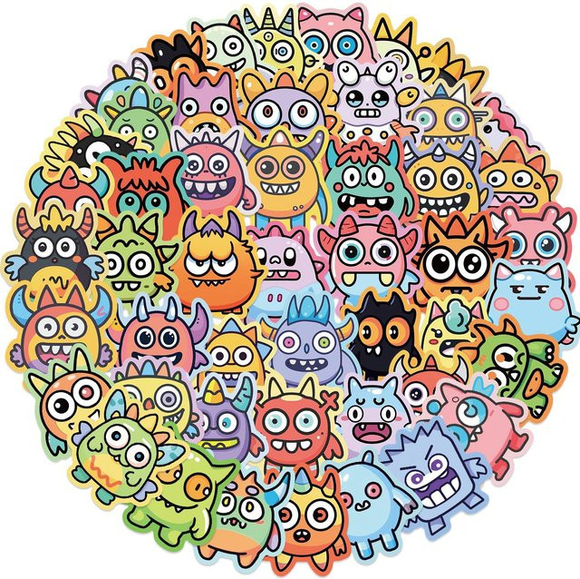 Wucifang Jewelry Niedliche Monster Aufkleber, 50 Stück - Bild 1