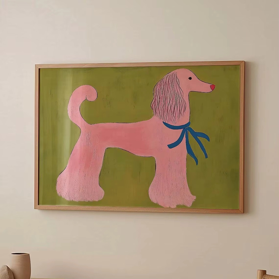 Artwo Rosa Pudel-Wandkunstdruck im Mid-Century Stil als farbenfrohe Tierillustration - Bild 4