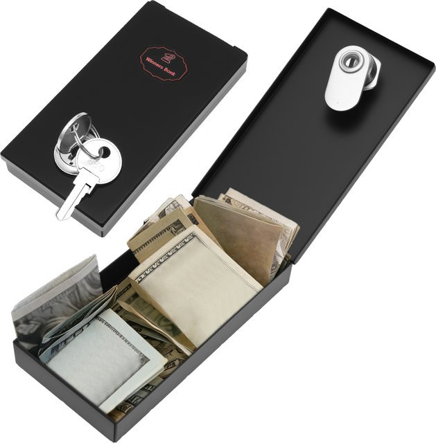 Willstar Geldkassette aus Metall in Schwarz mit Schloss und Schlüssel - Bild 1