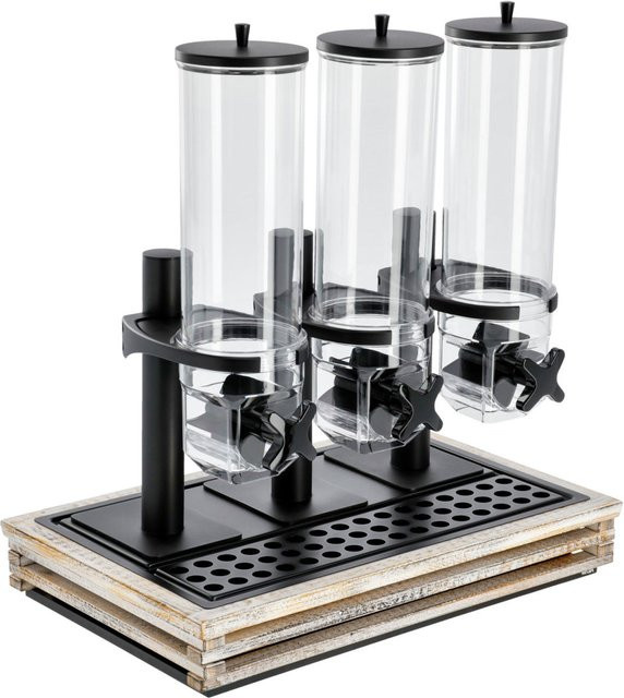 VEGA Müslispender Natchez dreifach, GN 1/1, 3x 4l, rechteckig, vintage weiß/transparent/schwarz, L: 57,5 cm, B: 37 cm, H: 65 cm - Bild 1