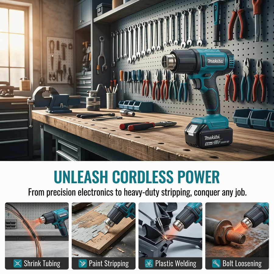 Makita 18V Bürstenloser Akku-Heißluftfön mit LCD-Digitalanzeige und 4-Gang-Luftstrom in Petrol - Bild 3