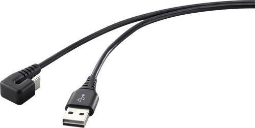 Renkforce USB-Kabel USB 2.0 mit USB-C Stecker und USB-A Stecker, Schwarz, Länge: 1,00 m, RF-4609276 - Bild 1