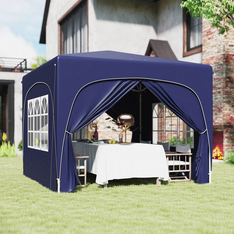 Outsunny Pop Up Gartenpavillon Dunkelblau mit 4 Seitenteilen, faltbarer Pavillon mit UPF 50+ und Tragetasche, B/T/H: 300 x 300 x 230 cm - Bild 6